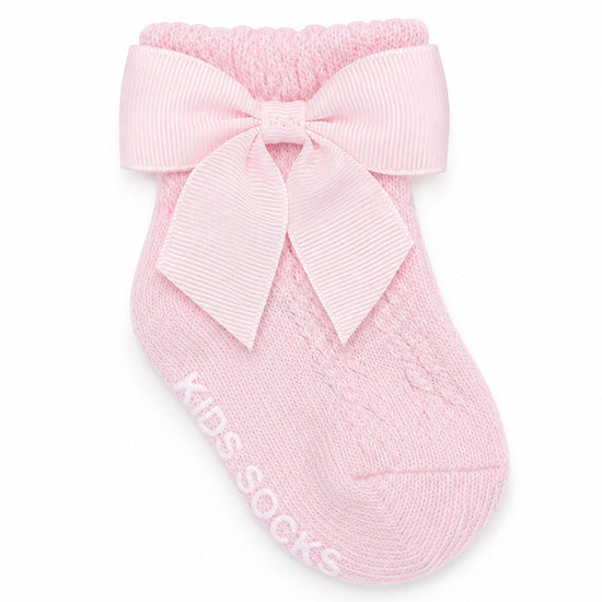 Baby Girl Christening & Baptism Socks with Bow Pink 2