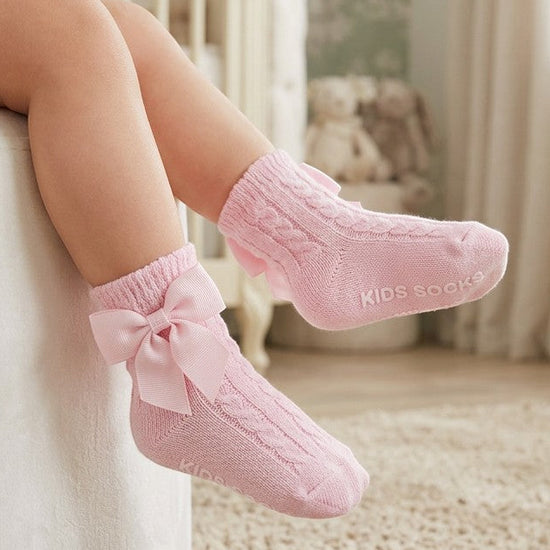Baby Girl Christening & Baptism Socks with Bow Pink