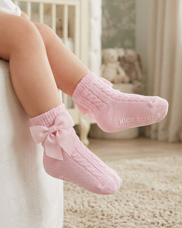 Baby Girl Christening & Baptism Socks with Bow Pink