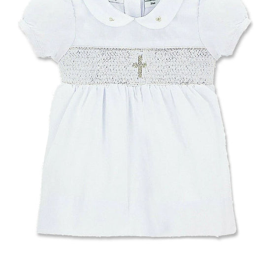 Baby Girl Christening Dress Smocked Cross 2