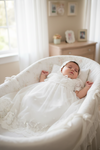 Baby Girl Christening Gown Star Lace with Bonnet