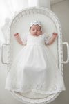 Baby Girl Christening Gown Star Lace with Bonnet