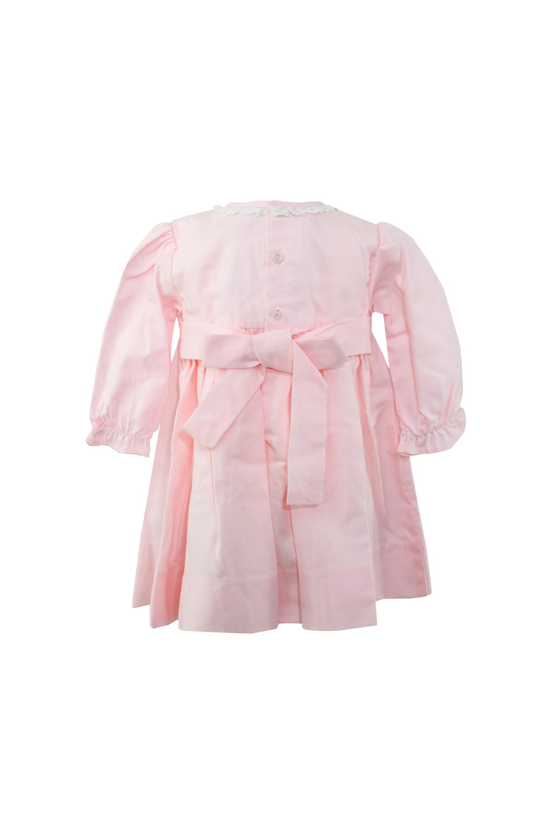 Baby Girl Light Pink Long Sleeve Dress Back View