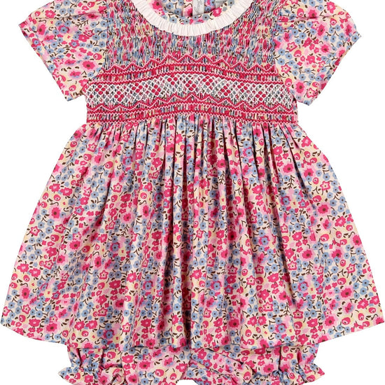 Baby Girls Short Sleeve Dress - Pink Floral - Carriage Boutique