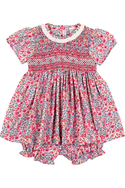 Baby Girls Short Sleeve Dress - Pink Floral - Carriage Boutique