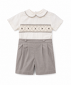 Smocked Diamond Corduroy Boy Bobbie Suit