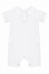 White baby romper with collar on a white background