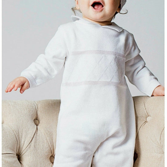 Boys' Long Christening & Baptism Outfit Set – Diamond Stitch - 6