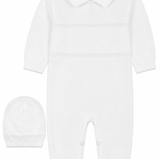 Boys' Long Christening & Baptism Outfit Set – Diamond Stitch 2