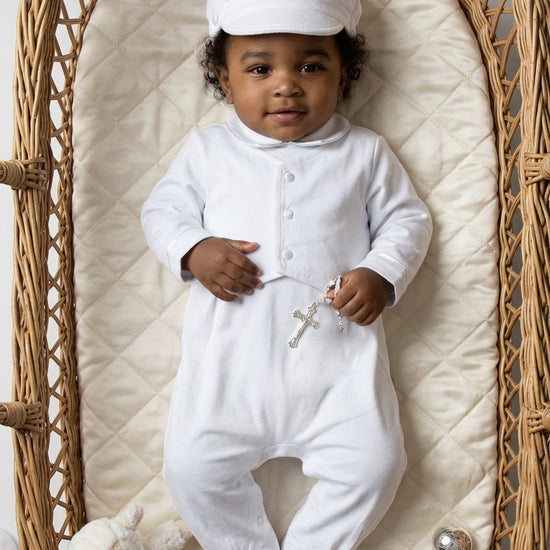Boys' Long Christening & Baptism Outfit Set – Soft Cotton Vested By Carriage Boutique
