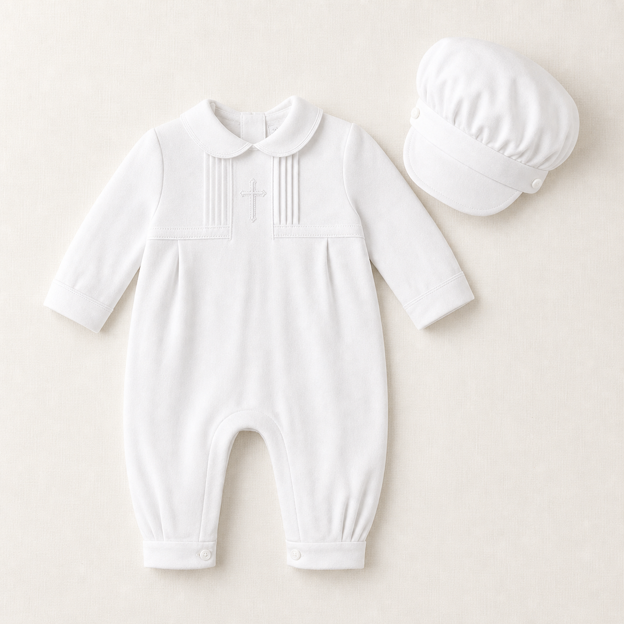 Boys' Long Christening & Baptism Outfit Set – Soft Cotton with Cross – Carriage Boutique