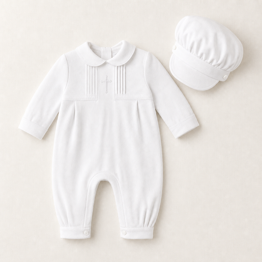 Boys' Long Christening & Baptism Outfit Set – Soft Cotton with Cross by Carriage Boutique 2