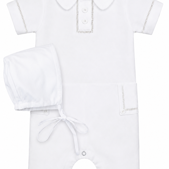White baby romper with collar Set 