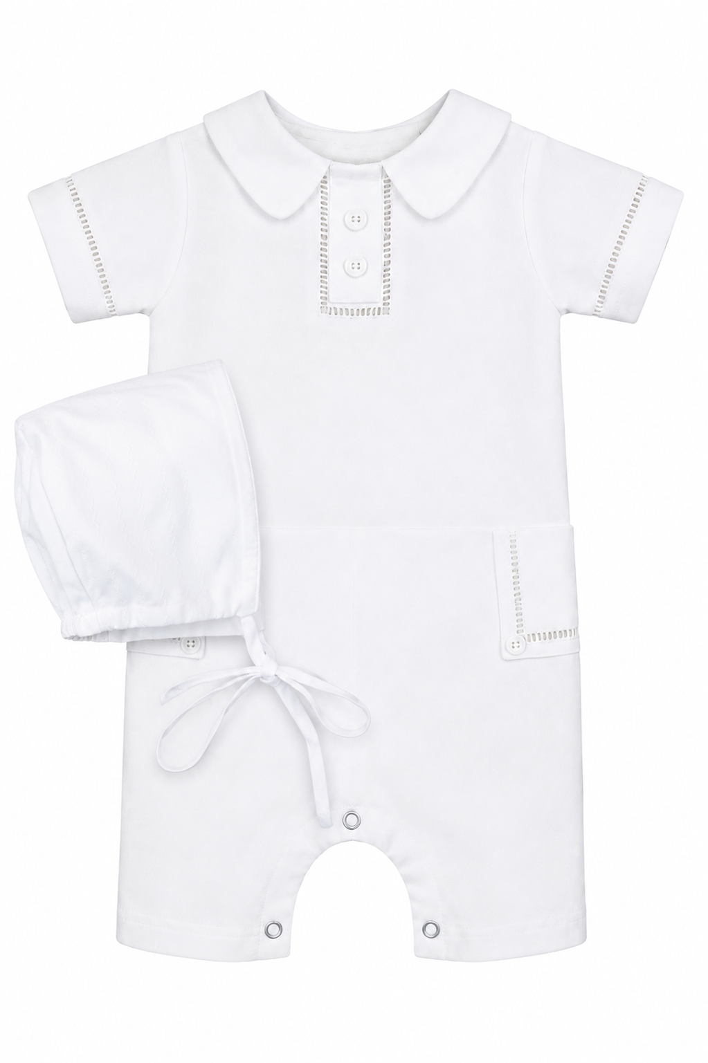 White baby romper with collar Set 