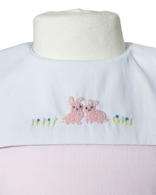 Embroidered Pink Bunnies Baby Girl Dress