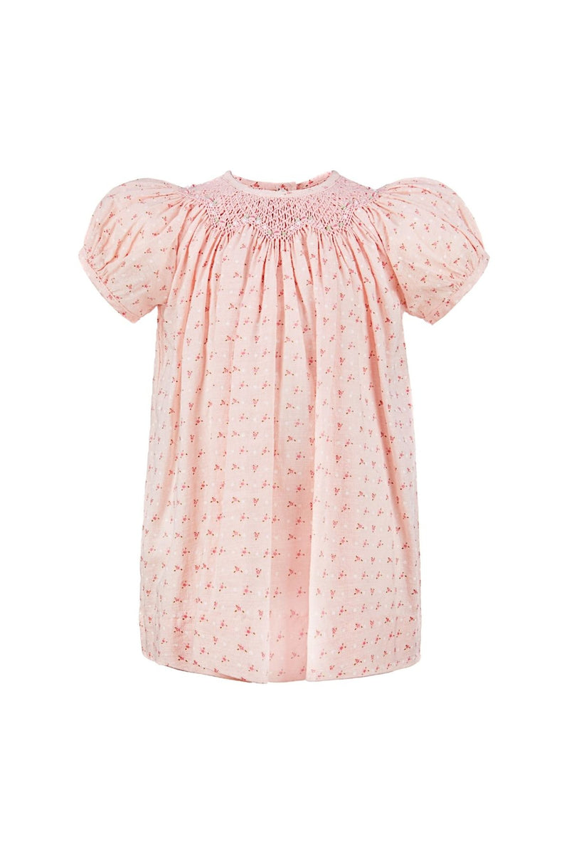 Mini Floral Dots Baby Girl Bishop Dres - Pink