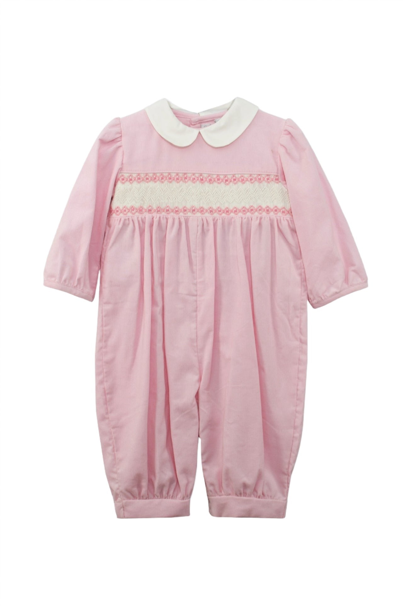 Carriage Boutique Pink Smocked Corduroy Baby Girl Longall