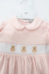 Carriage Boutique Smocked Teddy Bear Pink Baby Girl Longall