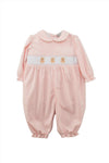 Carriage Boutique Smocked Teddy Bear Pink Baby Girl Longall