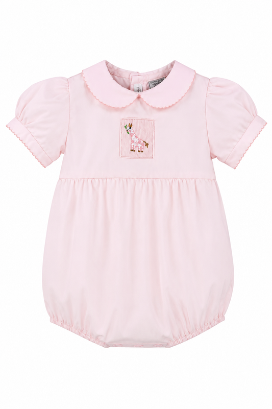 52002-Carriage Boutique Baby Girl Hand Smocked Bubble Romper