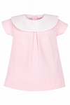 Monogrammed Baby Girl Dress with Round Bib – Elegant White Christening Outfit