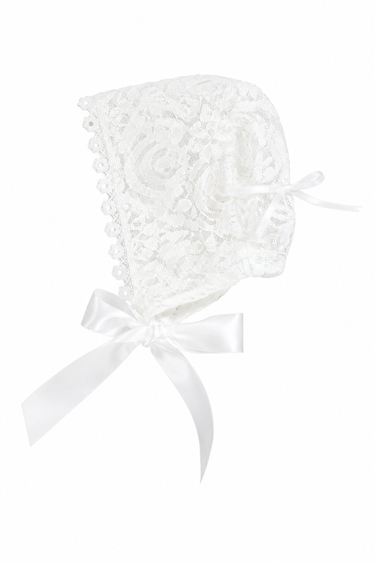 Elegant Lace Baby Girl Baptism & Christening Bonnet