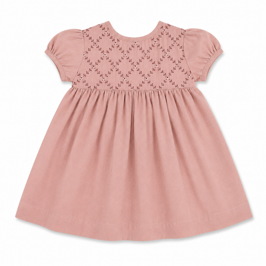 Hand Embroidery Short Sleeves Yoke Baby  Dress
