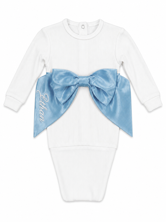 Ribbed Newborn Sleep Sack with Decorative Bow