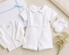 Baby Boy Christening Summer Outfit with Suspenders