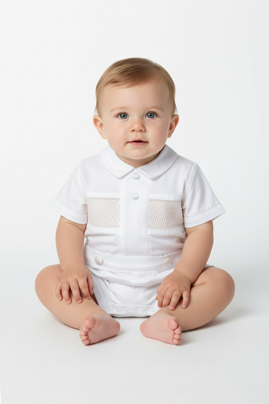 Baby Boy Christening Hand Smocked Bobbie Suit Carriage Boutique Baptism Wedding Special Occasion 