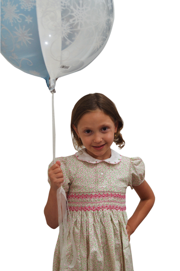 Tan Floral Puff Sleeve Toddler Girl Dress