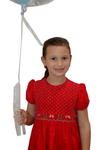 Smocked Christmas Corduroy Red Short Sleeve Toddler Girl Dress