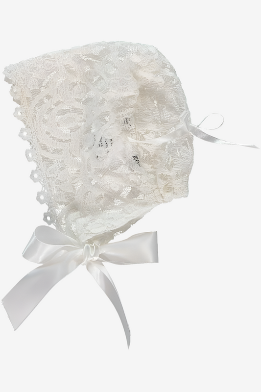 Elegant Lace Baby Girl Baptism & Christening Bonnet