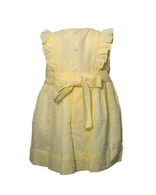 Elegant Swiss Dot Yellow Baby Dress 2