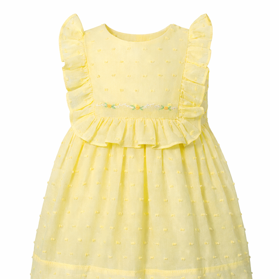 Elegant Swiss Dot Yellow Baby Dress