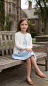 Little Girl Cardigan White with Lace Collar