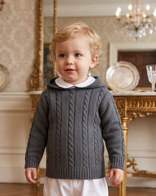 887 Baby Girl Blue Knit Sweater by Julius Berger – Zip-Back Closure & Soft Cotton Comfort
