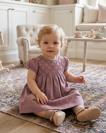Hand Embroidery Short Sleeves Yoke Baby  Dress