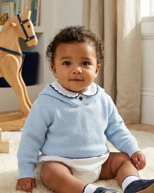 Julius Berger Blue Zip Back Baby Boy Sweater