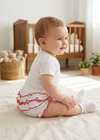 70016-Baby Girl Ruffle Diaper Cover Red Trim