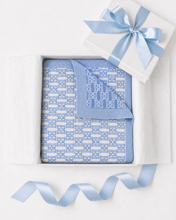 Carriage Boutique Baby Knit Blanket Gift- Blue