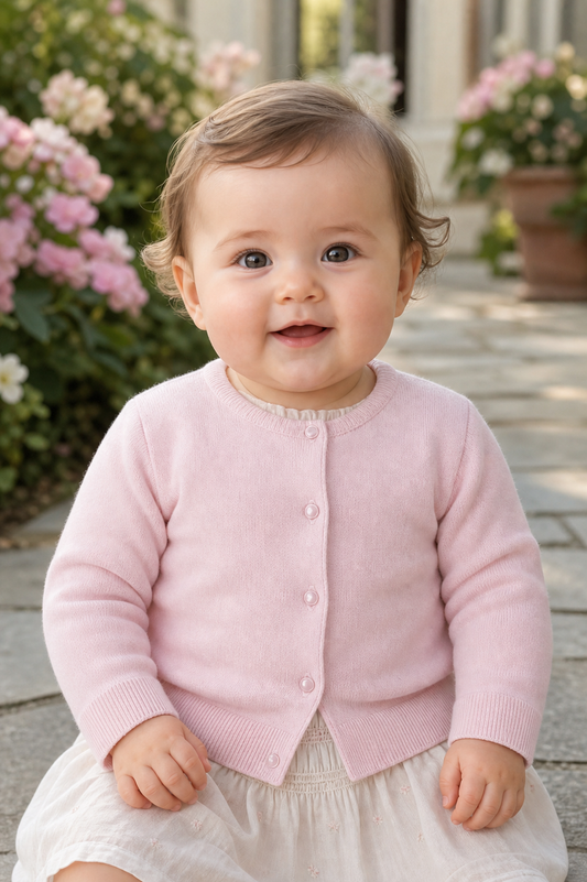 Julius Berger Cotton Cashmere Pink Baby Girl Cardigan