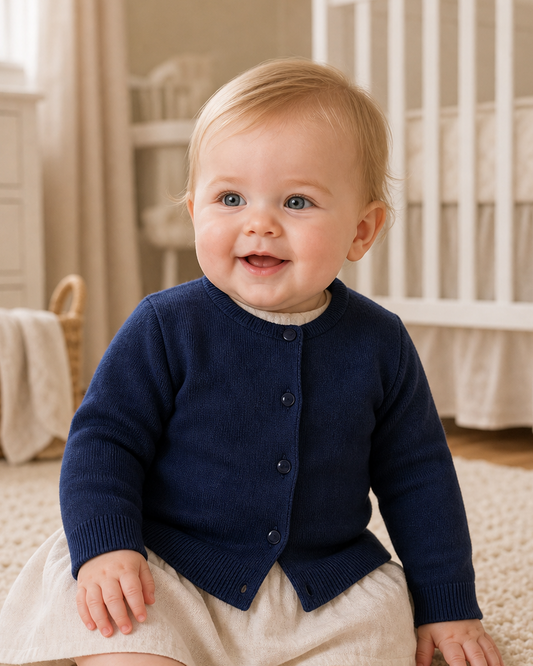 Julius Berger Navy Cotton Cashmere Baby & Toddler Girl Cardigan