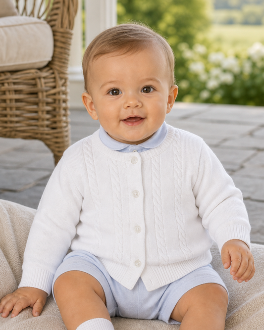 Baby Boy Cardigan Cable Cotton
