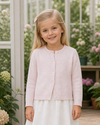 Cotton Cashmere Girl Cardigan Pink with Rosebuds