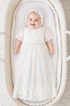 Baby Girl Christening Gown Star Lace with Bonnet