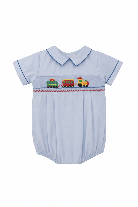 Smocked Train Bubble Romper