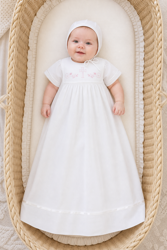 Baby Christening & Baptism Gown White with Bonnet