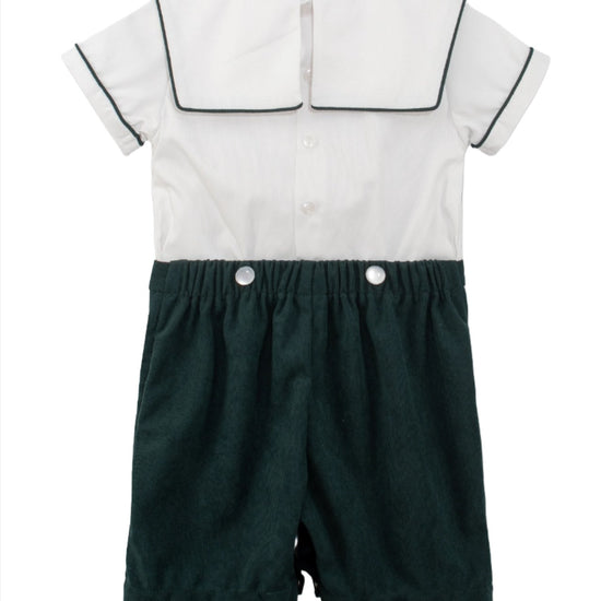 Green Wooden Soldier Baby & Toddler Boy Bobbie Suit Back View