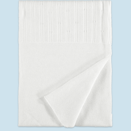 Knit Elegant White Baby Baptism Blanket